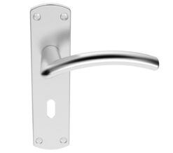 Serozzetta Tres Door Handles On Backplate, Satin Chrome (Sold In Pairs)