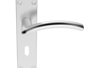 Serozzetta Tres Door Handles On Backplate, Satin Chrome (Sold In Pairs)