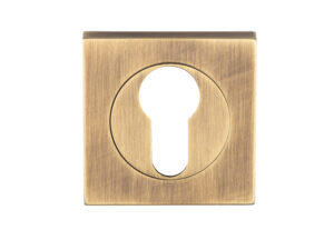 Serozzetta Square Euro Profile Escutcheons, Antique Brass