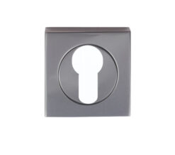 Serozzetta Square Euro Profile Escutcheons, Black Nickel