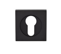 Serozzetta Square Euro Profile Escutcheons, Matt Black