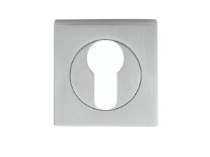 Serozzetta Square Euro Profile Escutcheons, Satin Chrome