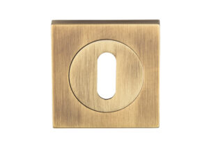 Serozzetta Square Standard Profile Escutcheons, Antique Brass