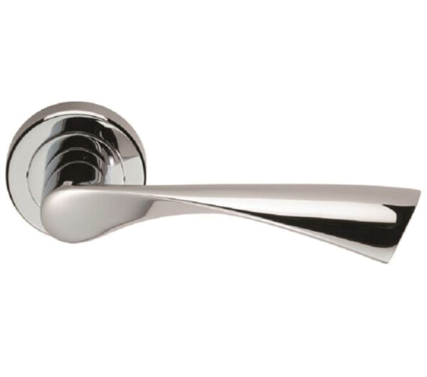 Serozzetta Breeze Door Handles On Round Rose, Polished Chrome (Sold In Pairs)