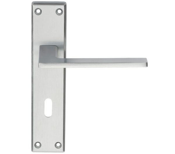 Serozzetta Zone Door Handles On Backplate, Satin Chrome (Sold In Pairs)