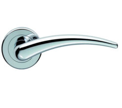 Serozzetta Luna Door Handles On Round Rose, Polished Chrome (Sold In Pairs)