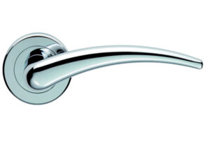 Serozzetta Luna Door Handles On Round Rose, Polished Chrome (Sold In Pairs)