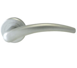 Serozzetta Luna Door Handles On Round Rose, Satin Chrome (Sold In Pairs)