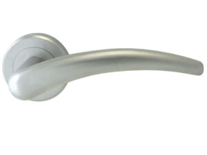 Serozzetta Luna Door Handles On Round Rose, Satin Chrome (Sold In Pairs)