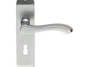 Serozzetta Door Handles On Backplate, Satin Chrome (Sold In Pairs)