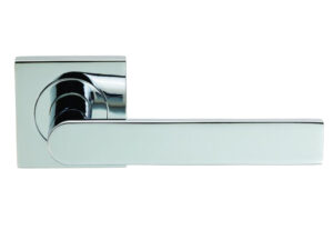 Serozzetta Edge On Square Rose, Polished Chrome Door Handles (Sold In Pairs)