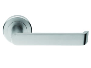 Serozzetta Concept Door Handles On Round Rose, Satin Chrome (Sold In Pairs)