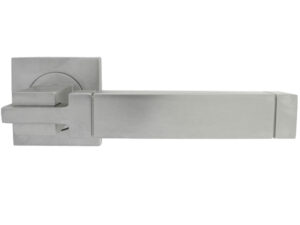 Serozzetta Cube Door Handles On Square Rose, Satin Chrome - (Sold In Pairs)