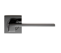 Serozzetta Equi Door Handles On Square Rose, Black Nickel - (Sold In Pairs)