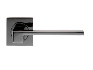 Serozzetta Equi Door Handles On Square Rose, Black Nickel - (Sold In Pairs)