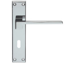 Serozzetta Equi Door Handles On Backplate, Polished Chrome (Sold In Pairs)