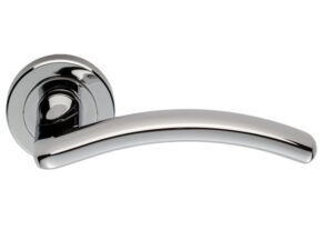 Serozzetta Design Door Handles On Round Rose, Polished Chrome (Sold In Pairs)