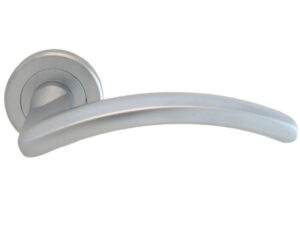 Serozzetta Design Door Handles On Round Rose, Satin Chrome (Sold In Pairs)