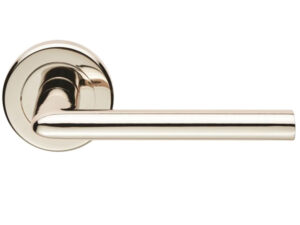 Serozzetta Residential Dieci Door Handles On Round Rose, Polished Nickel (Sold In Pairs)