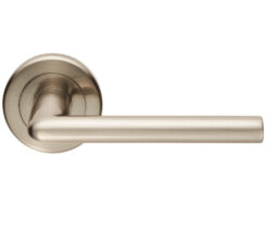 Serozzetta Residential Dieci Door Handles On Round Rose, Satin Nickel (Sold In Pairs)