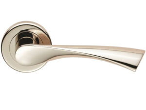 Serozzetta Residential Venti Door Handles On Round Rose, Polished Nickel (Sold In Pairs)