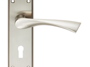 Serozzetta Residential Venti Door Handles On Backplate, Satin Nickel (Sold In Pairs)