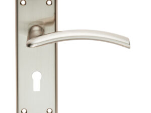 Serozzetta Residential Trenta Door Handles On Backplate, Satin Nickel (Sold In Pairs)