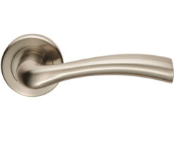 Serozzetta Residential Cinquanta Door Handles On Round Rose, Satin Nickel (Sold In Pairs)