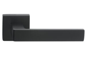 Manital Techna Door Handles On Square Rose, Black (Sold In Pairs)