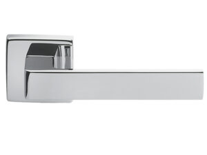 Manital Techna Door Handles On Square Rose, Polished Chrome (Sold In Pairs)