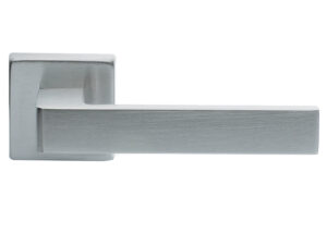 Manital Techna Door Handles On Square Rose, Satin Chrome (Sold In Pairs)