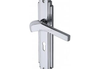 Heritage Brass Tiffany Art Deco Style Door Handles, Polished Chrome (Sold In Pairs)