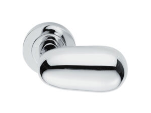 Manital Uovo Door Handles On Round Rose, Polished Chrome (Sold In Pairs)