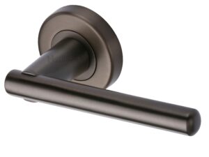 Heritage Brass Challenger Matt Bronze Door Handles On Round Rose