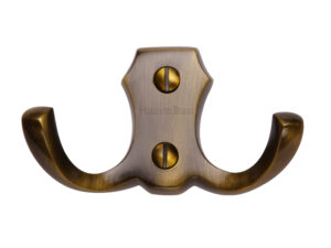 Heritage Brass Double Robe Hook (78Mm Width), Antique Brass