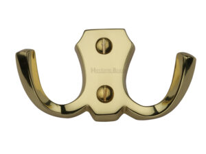 Heritage Brass Double Robe Hook (78Mm Width), Polished Brass