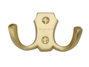 Heritage Brass Double Robe Hook (78Mm Width), Satin Brass