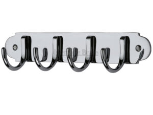 Heritage Brass Coat Hooks On Plate (223Mm Width), Polished Chrome