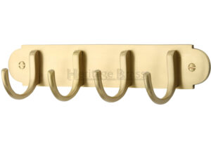 Heritage Brass Coat Hooks On Plate (223Mm Width), Satin Brass