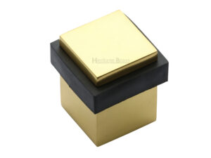 Heritage Brass Square Floor Mounted Door Stop (30Mm X 30Mm), Polished Brass