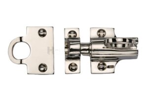 Heritage Brass Fanlight Catch With Ring Pull, Polished Nickel -