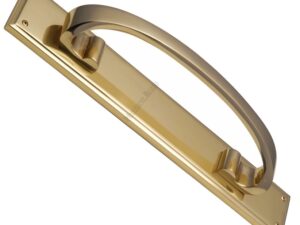 Heritage Brass Large Pull Handle On 464Mm Backplate, Polished Brass