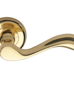 Heritage Brass Lisboa Polished Brass Door Handles On Round Rose (Sold In Pairs)