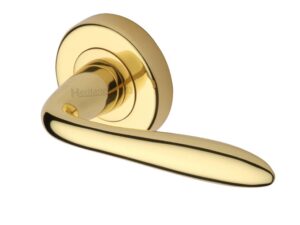 Heritage Brass Sutton Polished Brass Door Handles On Round Rose (Sold In Pairs)