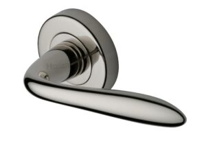 Heritage Brass Sutton Polished Nickel Door Handles On Round Rose (Sold In Pairs)