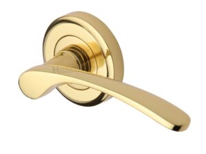 Heritage Brass Sophia Polished Brass Door Handles On Round Rose (Sold In Pairs)