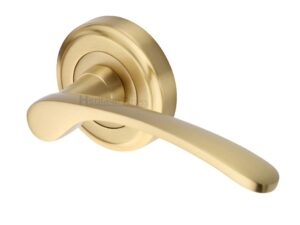 Heritage Brass Sophia Satin Brass Door Handles On Round Rose (Sold In Pairs)