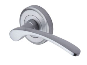 Heritage Brass Sophia Satin Chrome Door Handles On Round Rose (Sold In Pairs)