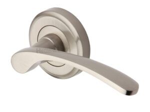 Heritage Brass Sophia Satin Nickel Door Handles On Round Rose(Sold In Pairs)