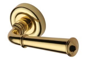 Heritage Brass Colonial Polished Brass Door Handles On Round Rose (Sold In Pairs)